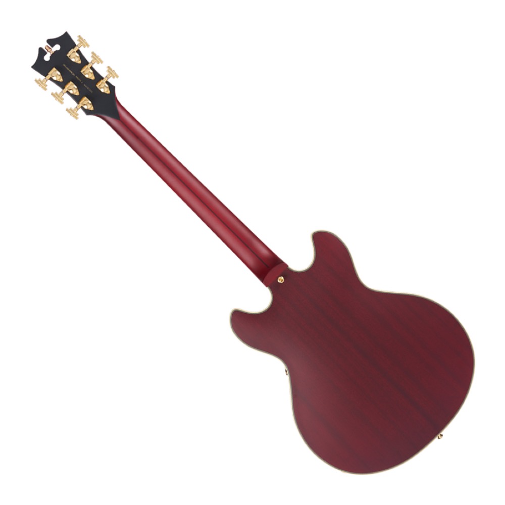 D’Angelico ディアンジェリコ Deluxe Mini DC P-90 Satin Trans Wine エレキギター セミアコ バック画像