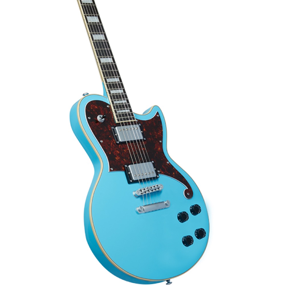 D’Angelico ディアンジェリコ Premier Brandon Niederauer Atlantic Sonic Blue エレキギター ボディ斜めアングル画像