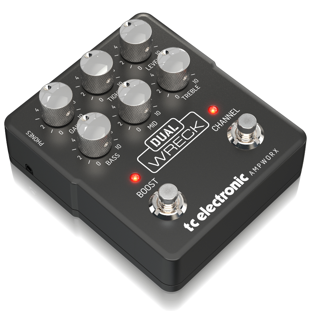 tc electronic DUAL WRECK PREAMP プリアンプ ディストーション ギターエフェクター 左斜めアングル画像