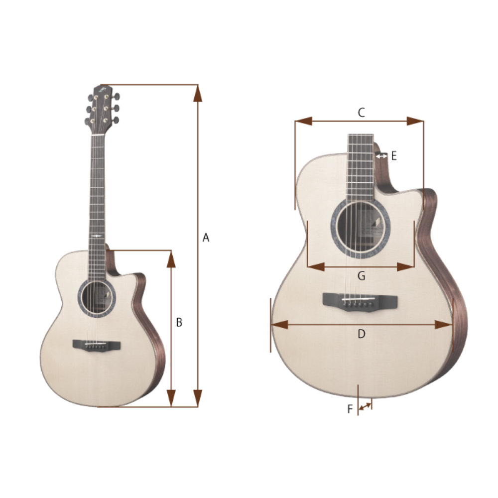 MORRIS モーリス G-18 エレクトリックアコースティックギター サイズ表