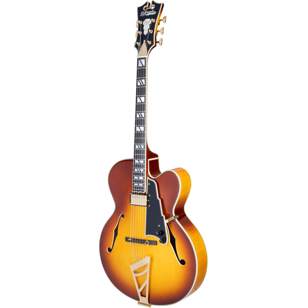 D’Angelico ディアンジェリコ Excel EXL-1 Dark Iced Tea Burst エレキギター フルアコ ボディトップ、サイド