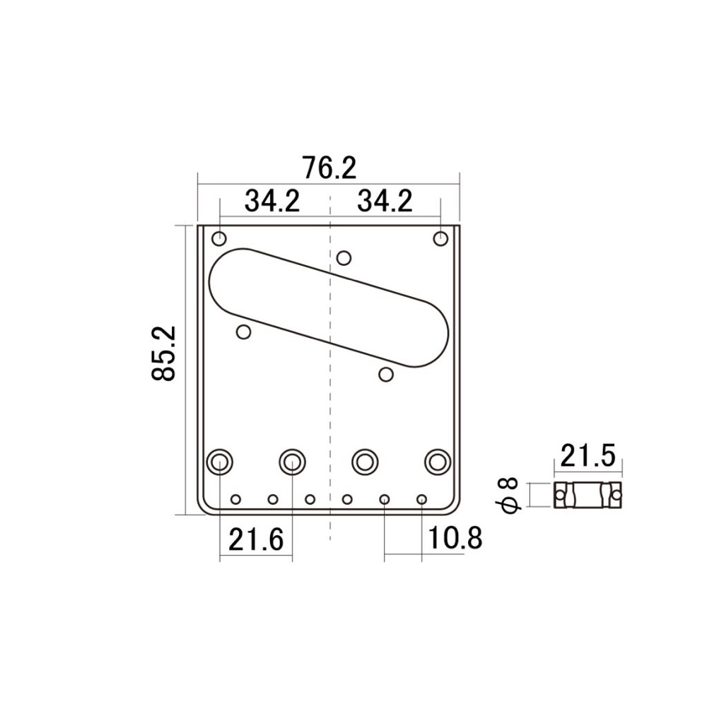 SCUD スカッド HK-24ACS/BS テレキャスタータイプ用ブリッジ クローム レリック仕様 寸法図画像