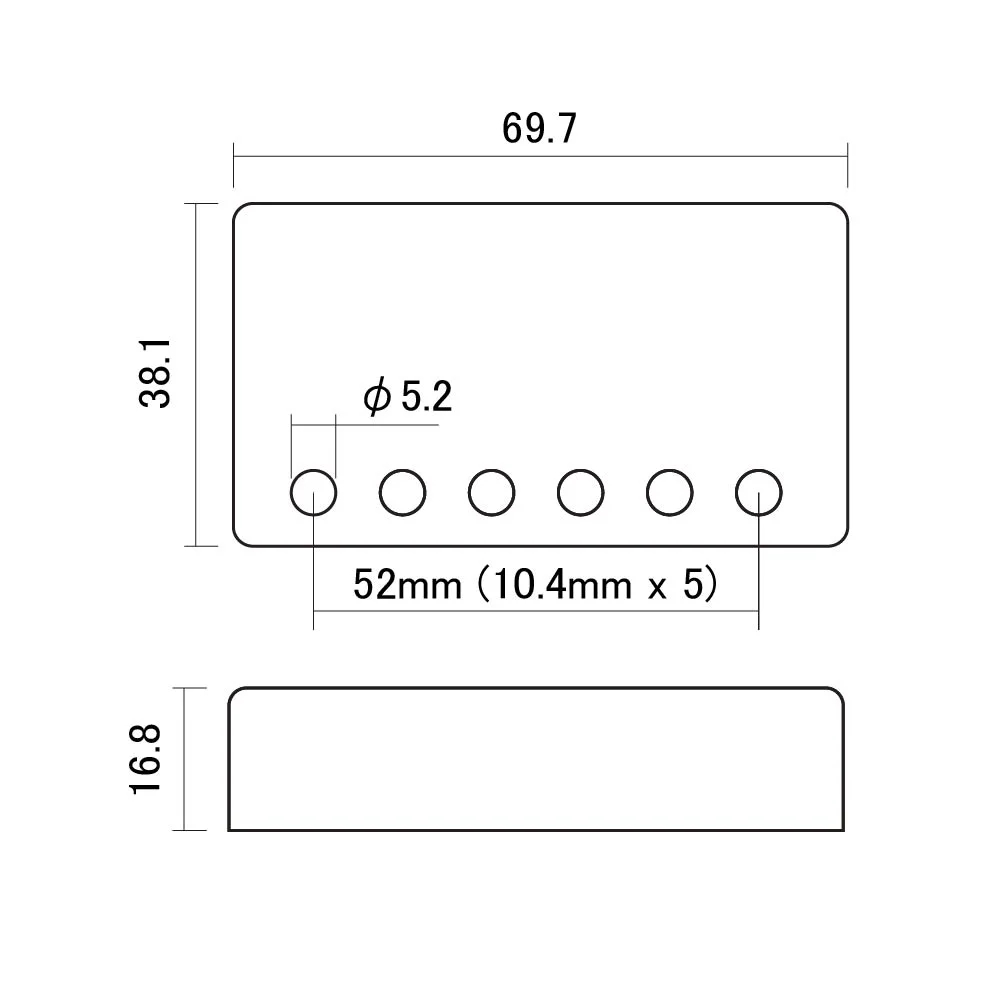 SCUD スカッド PUC-104N ハムバッカー用ピックアップカバー 10.4mm ニッケル サイズ図画像