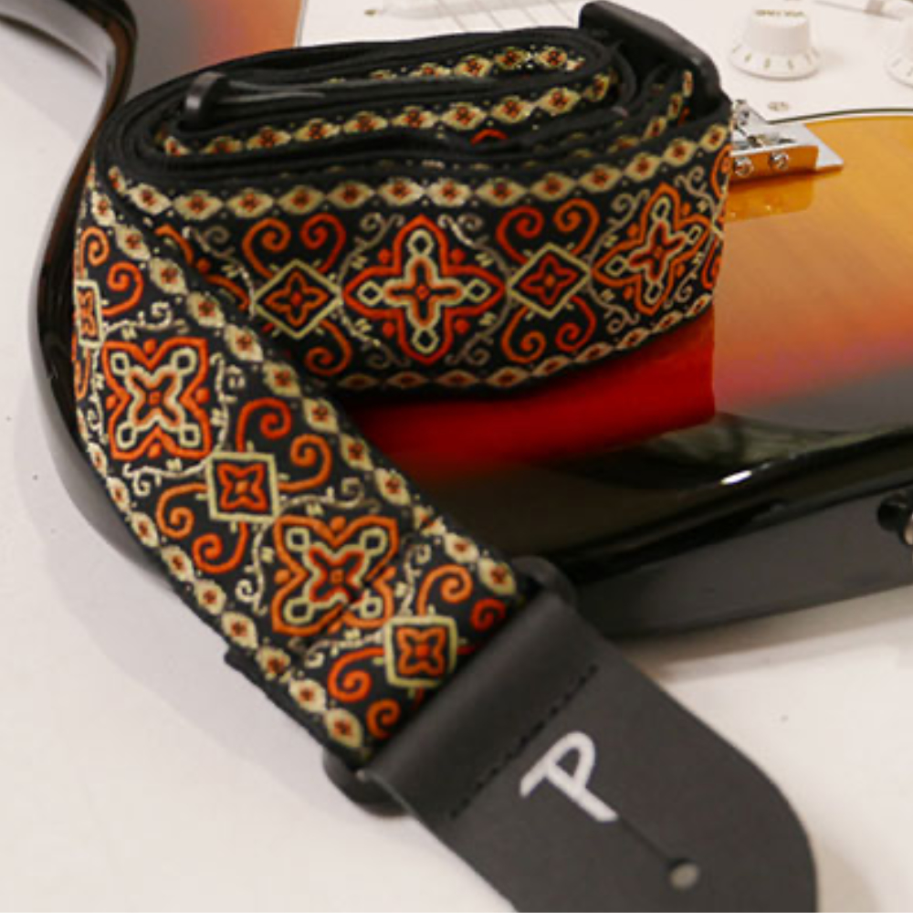 Perri’s ペリーズ TWS-6726 ORANGE CROSS JACQUARD コットン製 ギターストラップ JACQUARD ギターストラップ イメージ画像