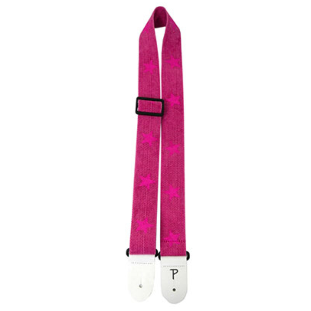 Perri’s ペリーズ CWS20-6529 PINK W/STARS 星柄 Deluxe Cotton Strap ギターストラップ