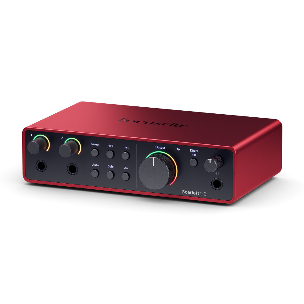 Focusrite Scarlett 2i2 4th Gen オーディオインターフェイス 右サイドからフロント