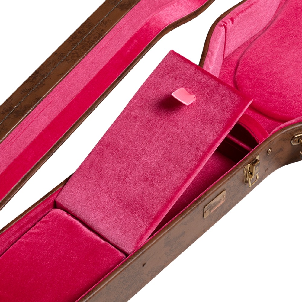 Gibson ギブソン ASLFTCASE-5L-LPS-AG Lifton Historic 5-Latch Brown/Pink Hardshell Case, Les Paul Aged エレキギター用ハードケース エイジド加工 ケースポケット画像