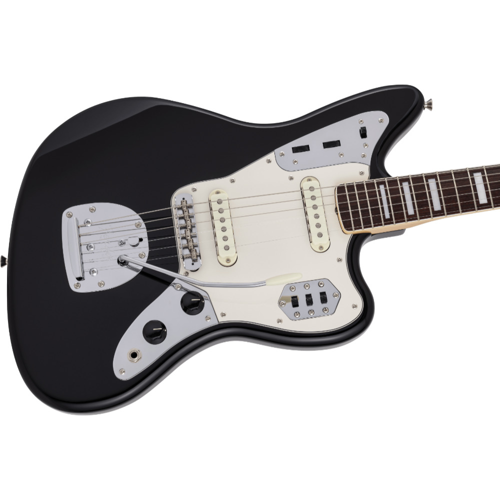 Fender フェンダー Made in Japan Traditional Late 60s Jaguar RW Black エレキギター ジャガー ボディ斜めアングル画像
