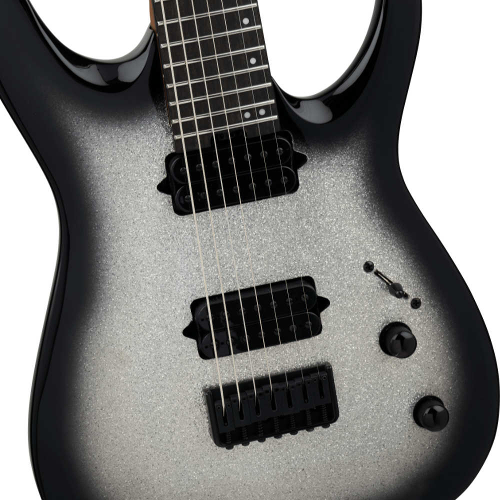 Jackson ジャクソン Pro Plus Series Signature Misha Mansoor Juggernaut HT7 Silverburst Sparkle 7弦エレキギター ボディアップ画像