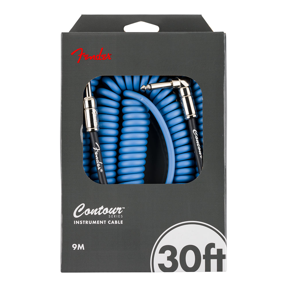 Fender フェンダー Contour 30ft(約9m) Coiled Cable Lake Placid Blue カールコード ギターケーブル パッケージ