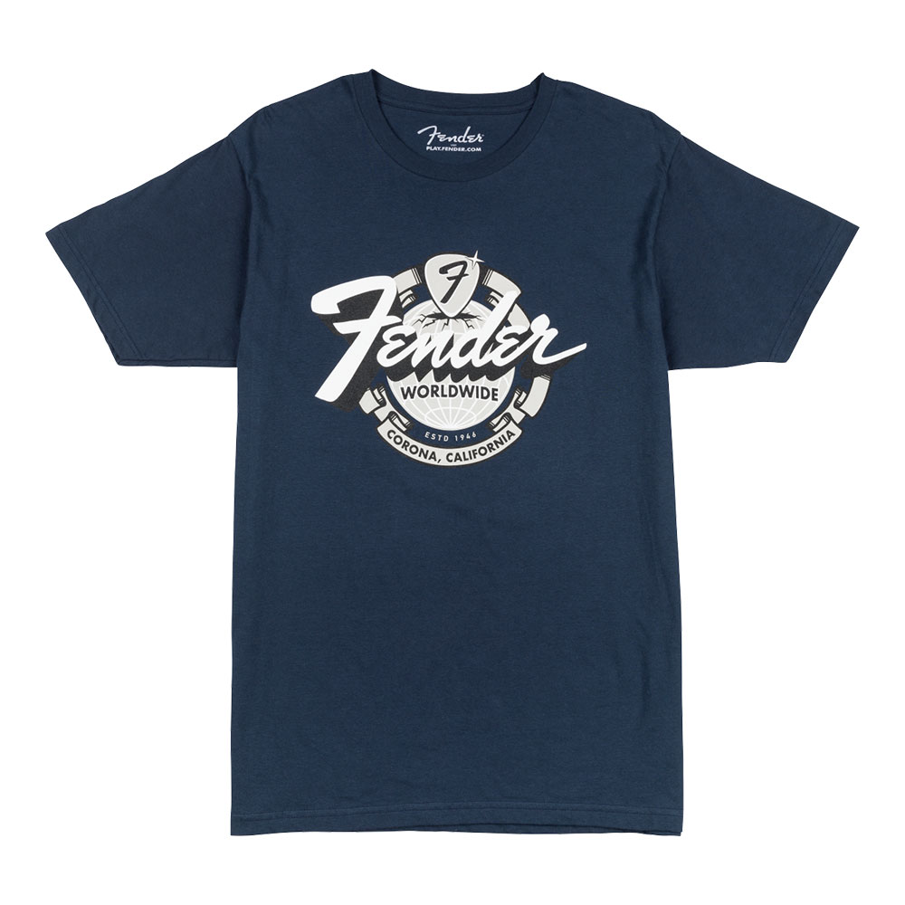 Fender フェンダー World Wide Tee Vintage Navy XXLサイズ Tシャツ 半袖