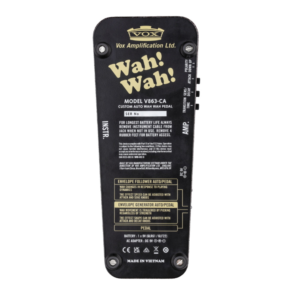 VOX V863-CA CUSTOM AUTO WAH WAH PEDAL ワウペダル オートワウ エフェクター ボトム画像