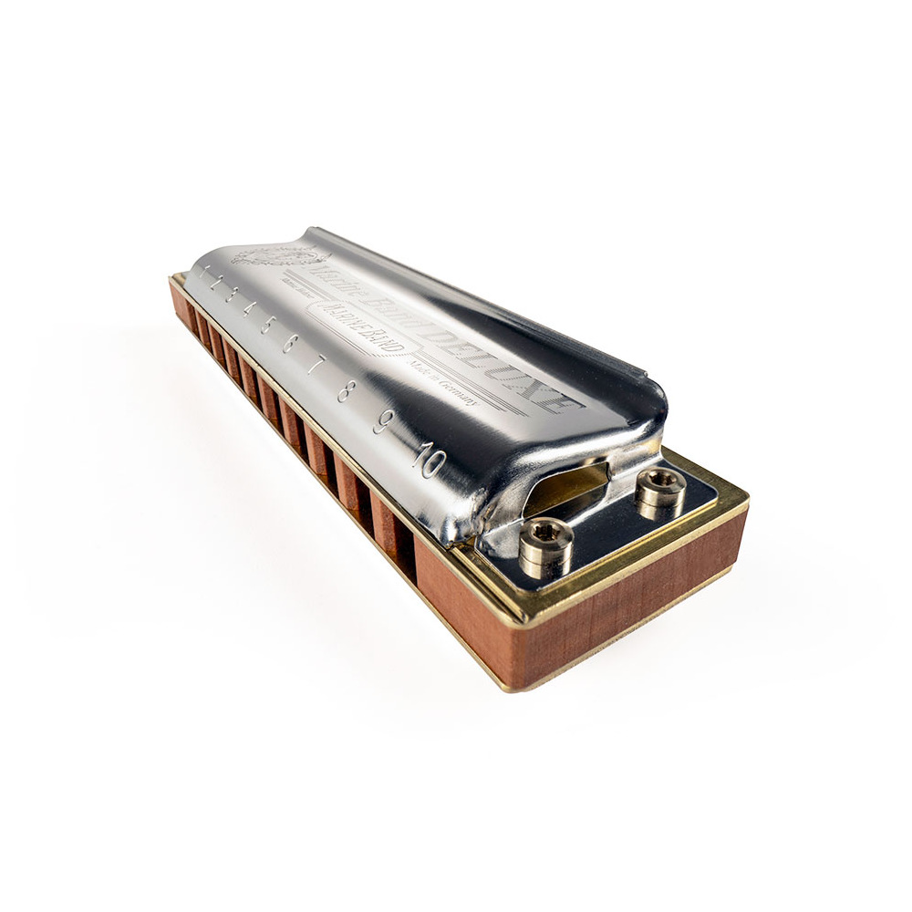 HOHNER ホーナー Marine Band Deluxe 2005P F 10ホールハーモニカ ブルースハープ 斜めアングル画像