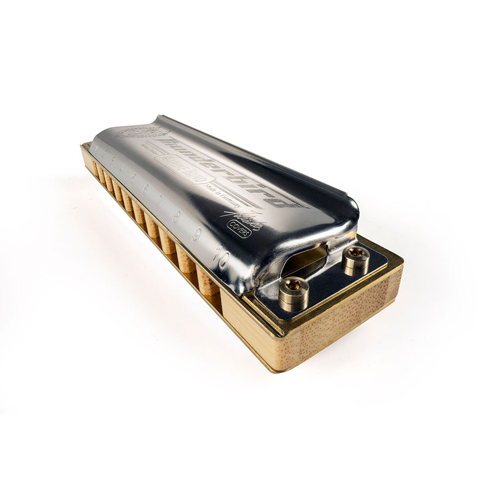 HOHNER ホーナー Marine Band Thunderbird 2011P Low-G 10ホールハーモニカ ブルースハープ 斜めアングル画像