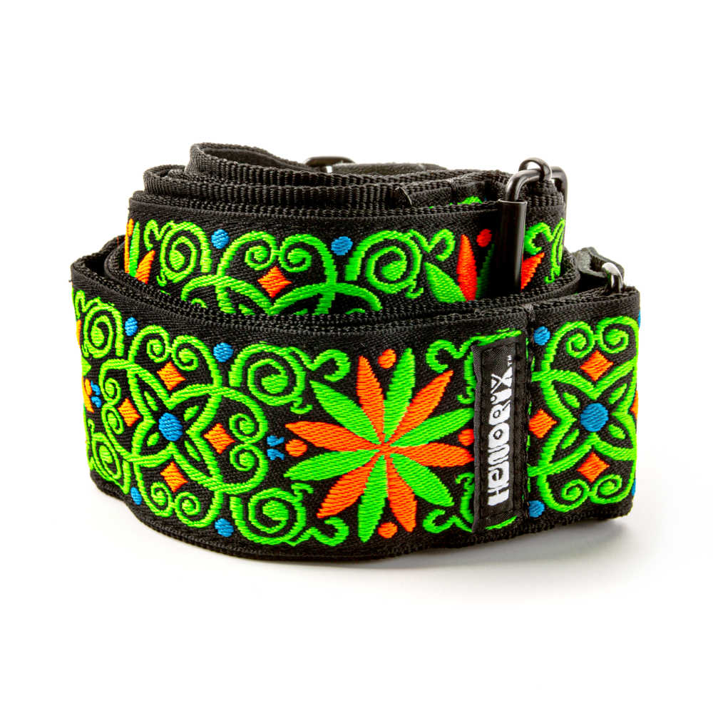 JIM DUNLOP ジムダンロップ JH26 Jimi Hendrix Fillmore Blacklight Strap GREEN ギターストラップ サブ画像1