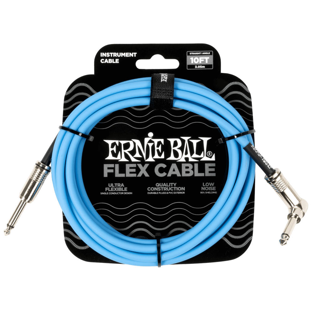 ERNIE BALL アニーボール EB 6464 FLEX CABLE 10FT SA BL 10フィート（約3メートル） 片側Lプラグ ブルー ギターケーブル