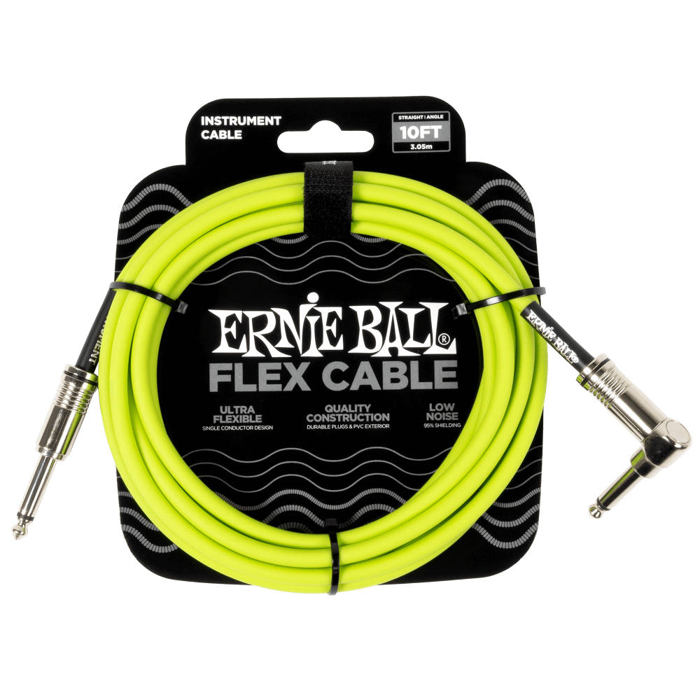ERNIE BALL アニーボール EB 6465 FLEX CABLE 10FT SA GR 10フィート（約3メートル） 片側Lプラグ グリーン ギターケーブル