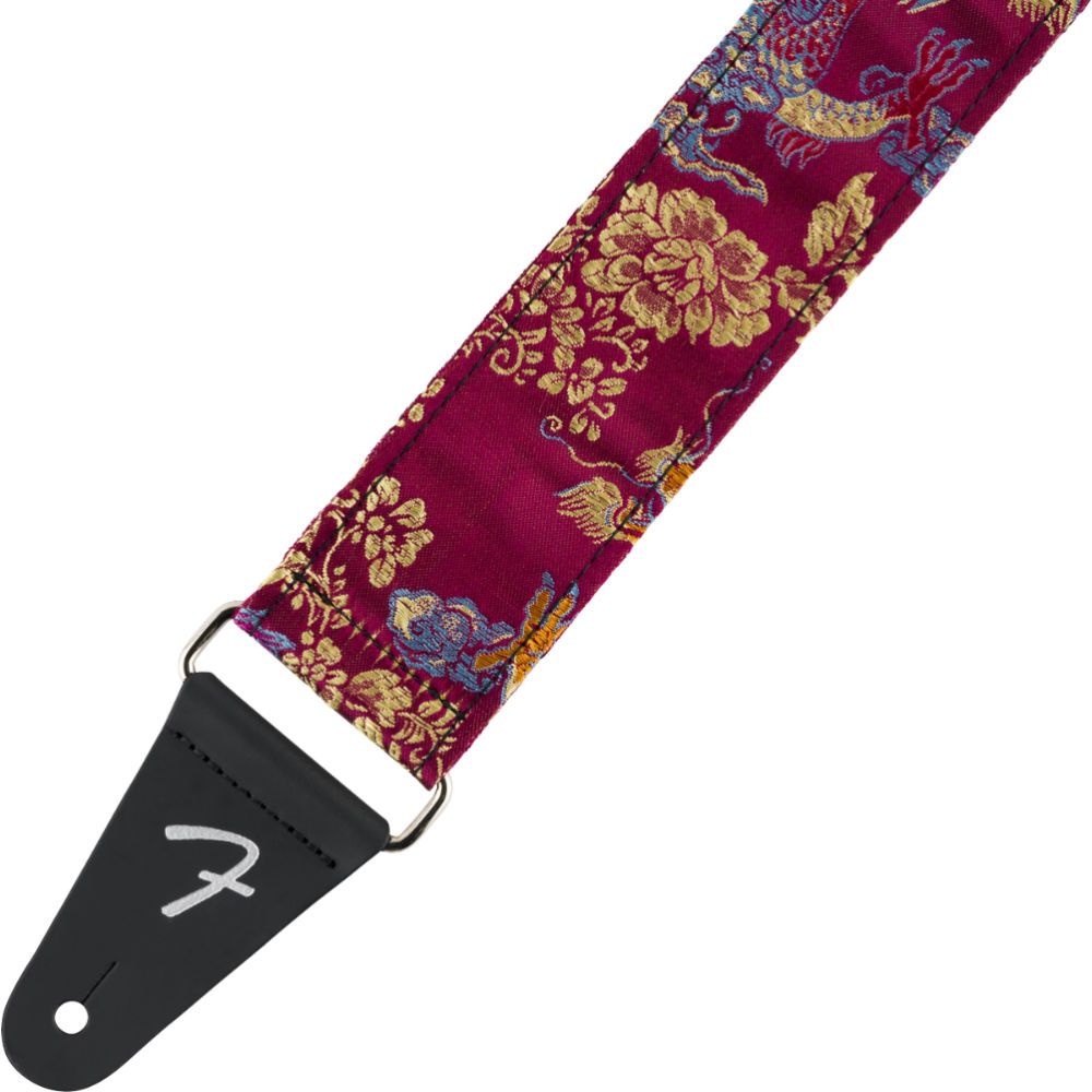 Fender フェンダー SATIN DRAGON STRAP WINE ギターストラップ ワイン レザーエンド側