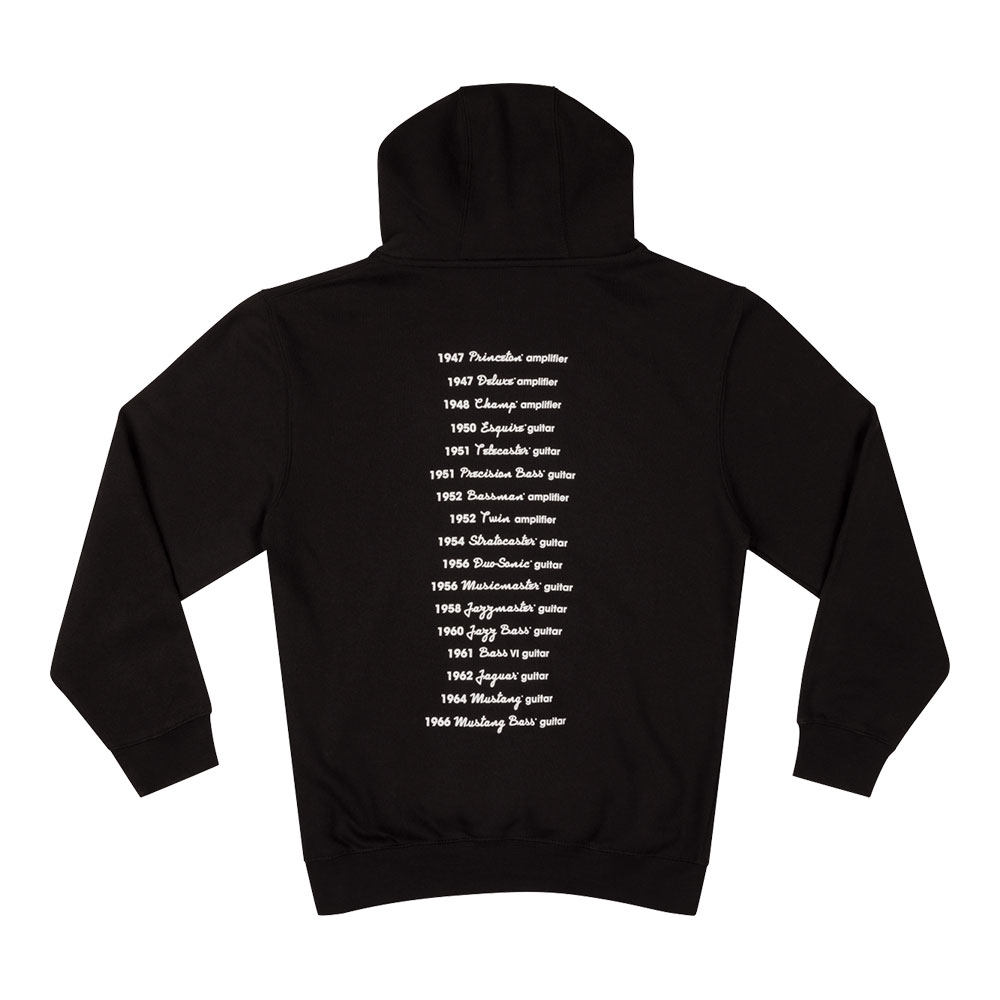 Fender フェンダー Logo Date Back Hoodie Black Sサイズ 長袖 パーカー フーディ 背面