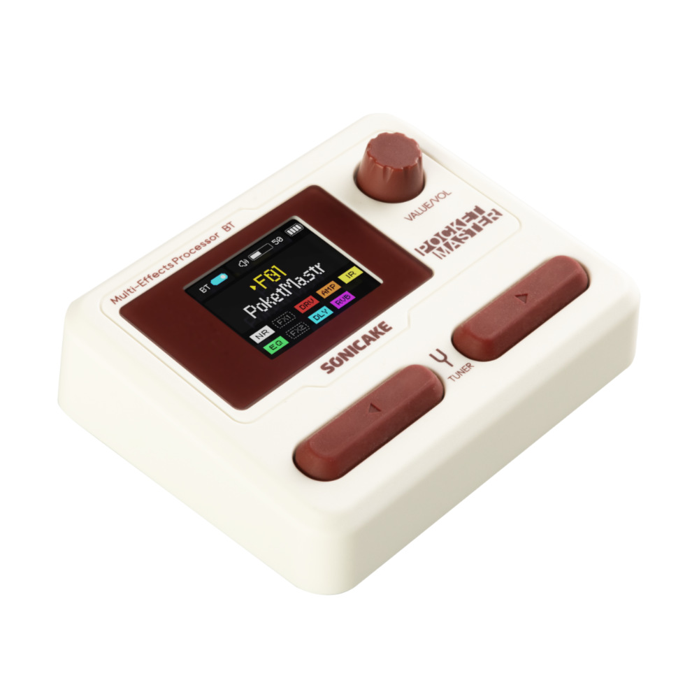 ソニケーキ Sonicake Pocket Master QME-10WH ホワイト マルチエフェクター 斜めアングル画像