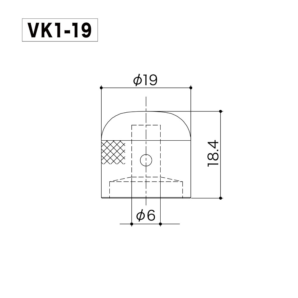 ゴトー GOTOH VK1-19CK ノブ ギターパーツ コスモブラック サイズ詳細