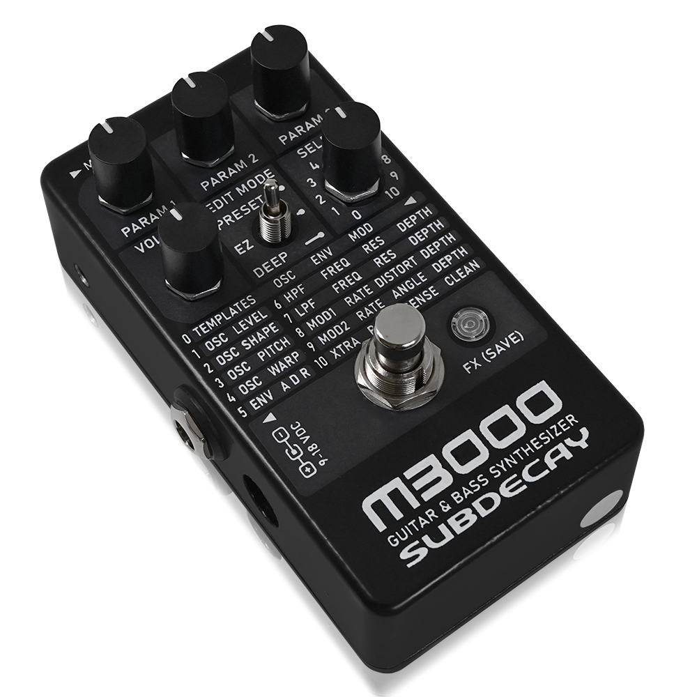 Subdecay サブディケイ M3000 ギターシンセ ベースシンセ エフェクター 斜めアングル画像