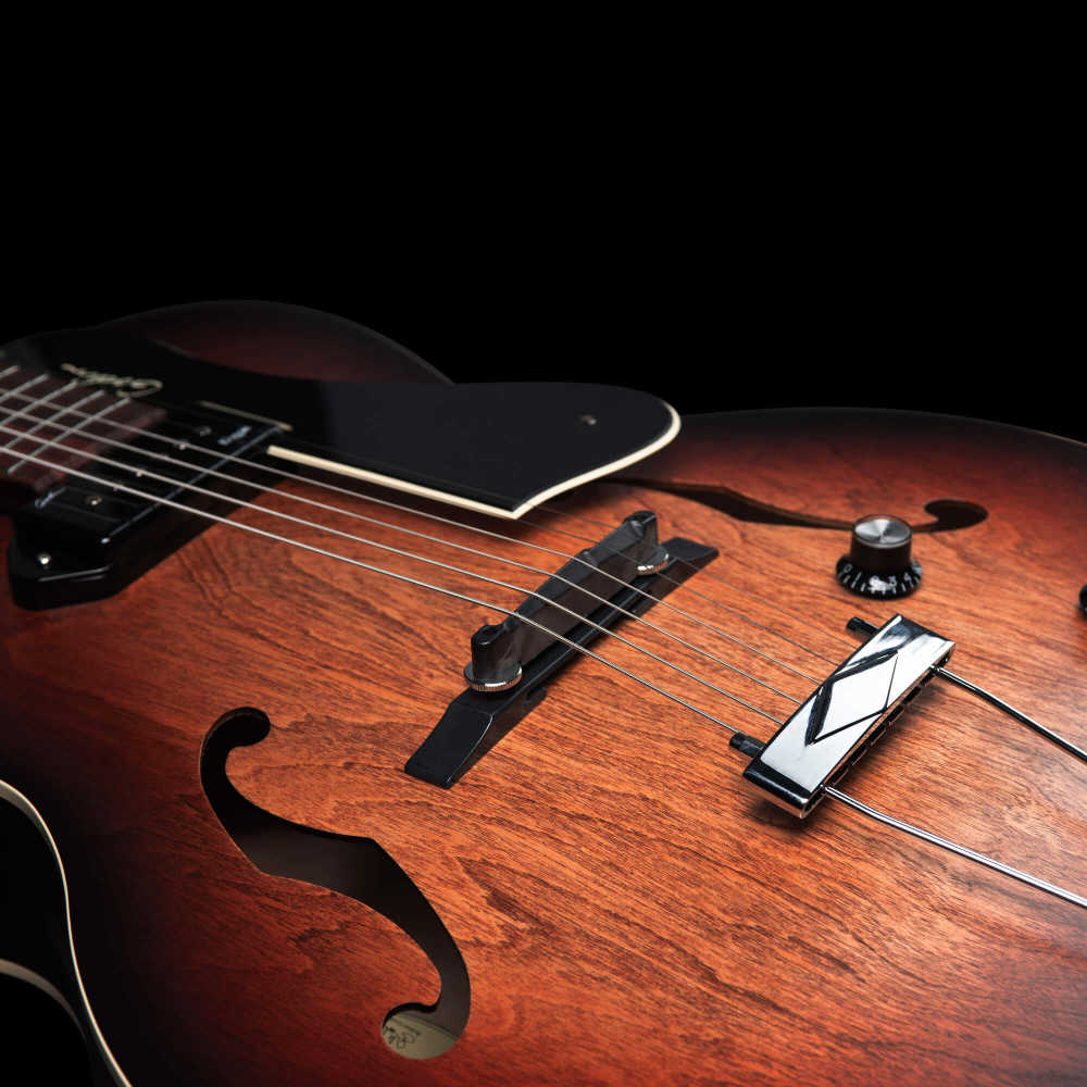 Godin ゴダン 5th Avenue Kingpin P90 Vintage Burst エレキギター フルアコギター ブリッジ画像