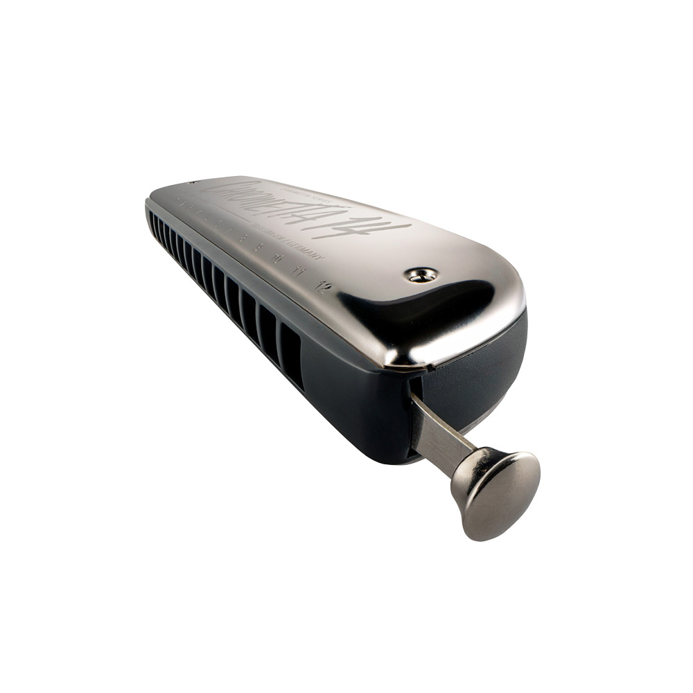 HOHNER ホーナー Chrometta 14 Color Edition 257/56C クロマチックハーモニカ 斜めアングル画像