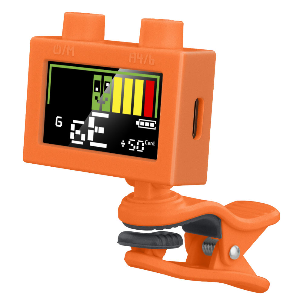 Cherub チェラブ WST-570Li Orange LET’S TUNE! 充電式リチウムバッテリー内蔵 クリップチューナー オレンジ 斜めアングル画像