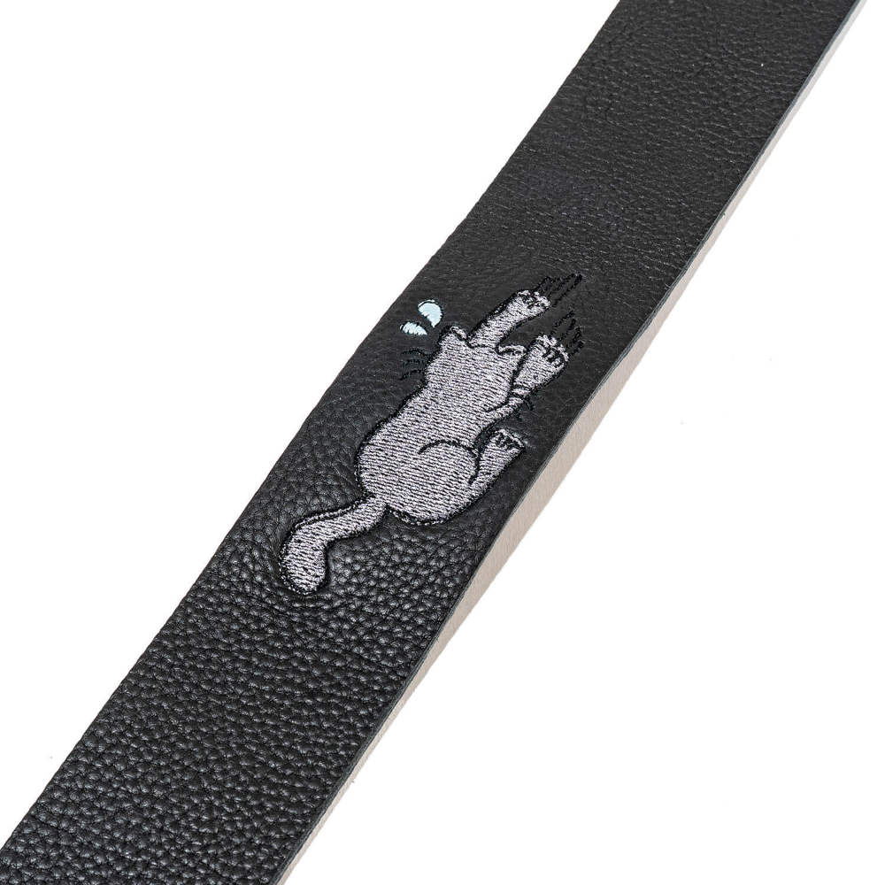 Grande uomo グランデウオモ KOS-ZC50-BK ずり落ちキャット 50mm BK/BK ギターストラップ 刺繍画像