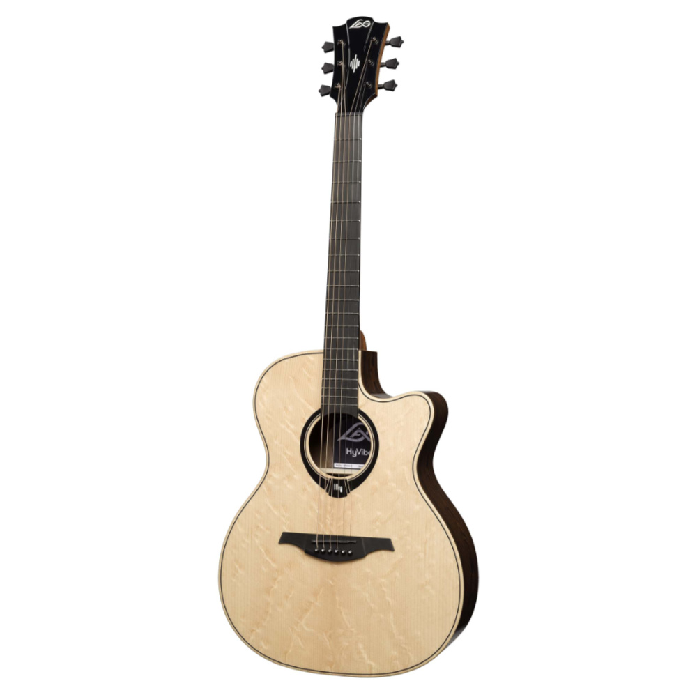 アコースティックギター LAG GUITARS HV30ACE NEW HYVIBEシリーズ スマートギター オーディトリアムサイズ ローズウッドバック&サイド 右斜めアングル画像