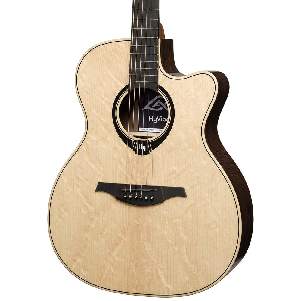 アコースティックギター LAG GUITARS HV30ACE NEW HYVIBEシリーズ スマートギター オーディトリアムサイズ ローズウッドバック&サイド ボディ右斜め画像