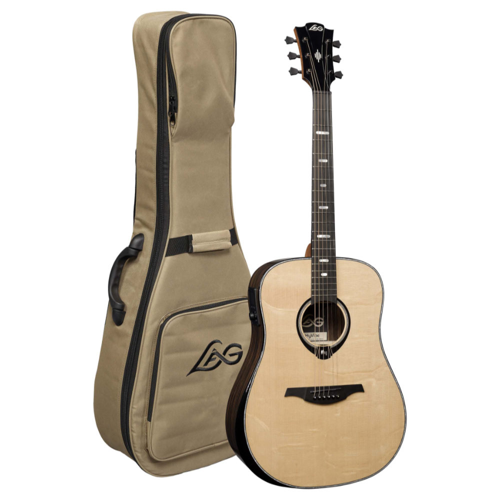 アコースティックギター LAG GUITARS HV50DE NEW HYVIBEシリーズ スマートギター ドレッドノートサイズ マッカーサーエボニーバック&サイド
