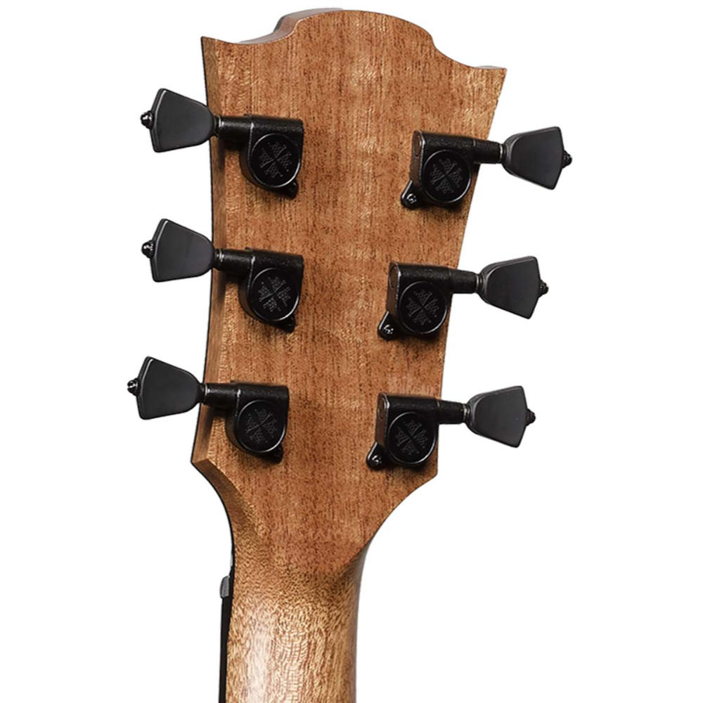 アコースティックギター LAG GUITARS HV50DE NEW HYVIBEシリーズ スマートギター ドレッドノートサイズ マッカーサーエボニーバック&サイド ヘッドバック画像