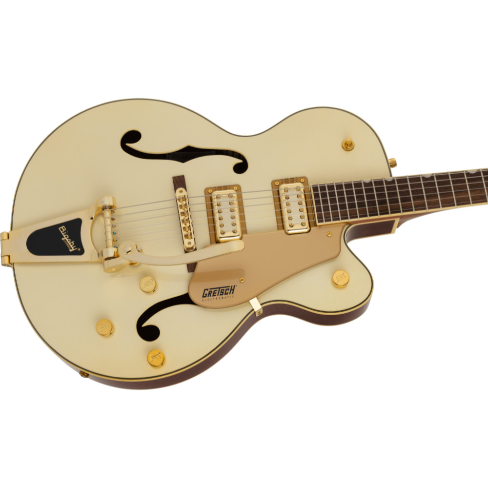 GRETSCH グレッチ G5420TG Electromatic Pristine LTD Hollow Body Single-Cut with Bigsby White Gold エレキギター フルアコ ボディ斜めアングル画像