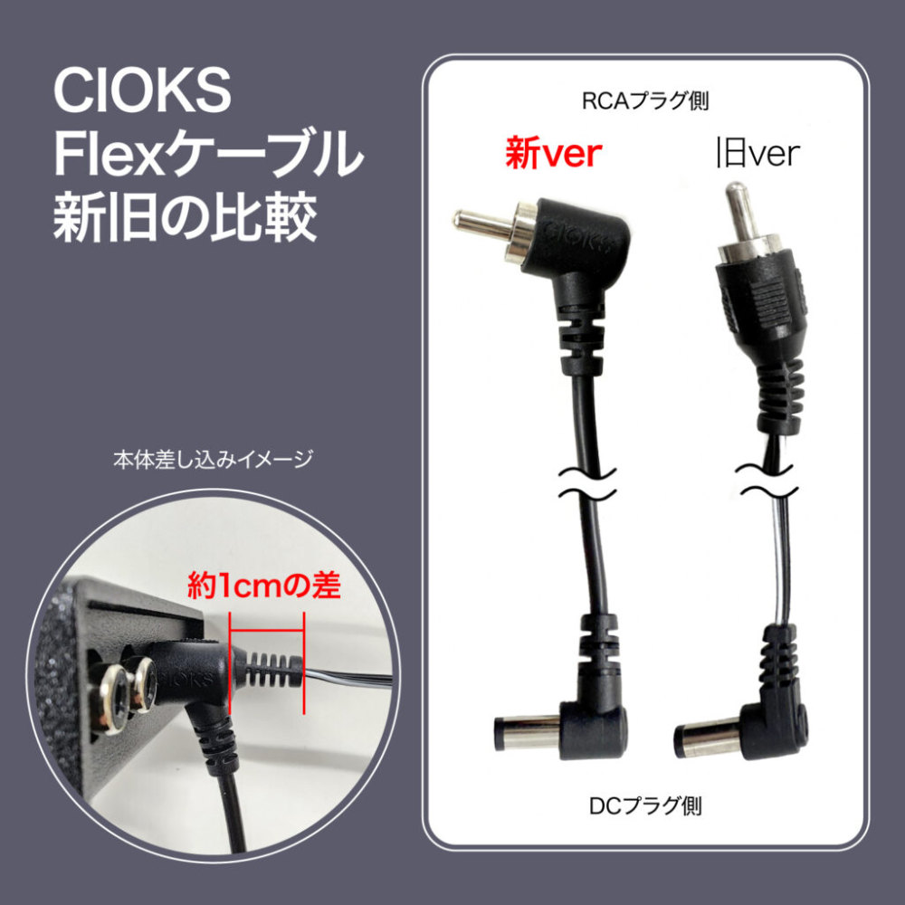 CIOKS Flex Cable 30cm 1030 センターマイナス L 型DCプラグ black 基盤