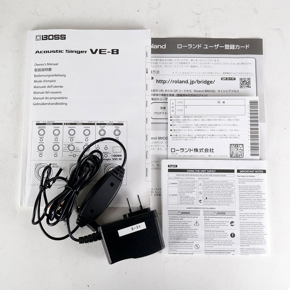 【中古】 BOSS VE-8 Acoustic Singer ギター＆ボーカル用エフェクター 付属品