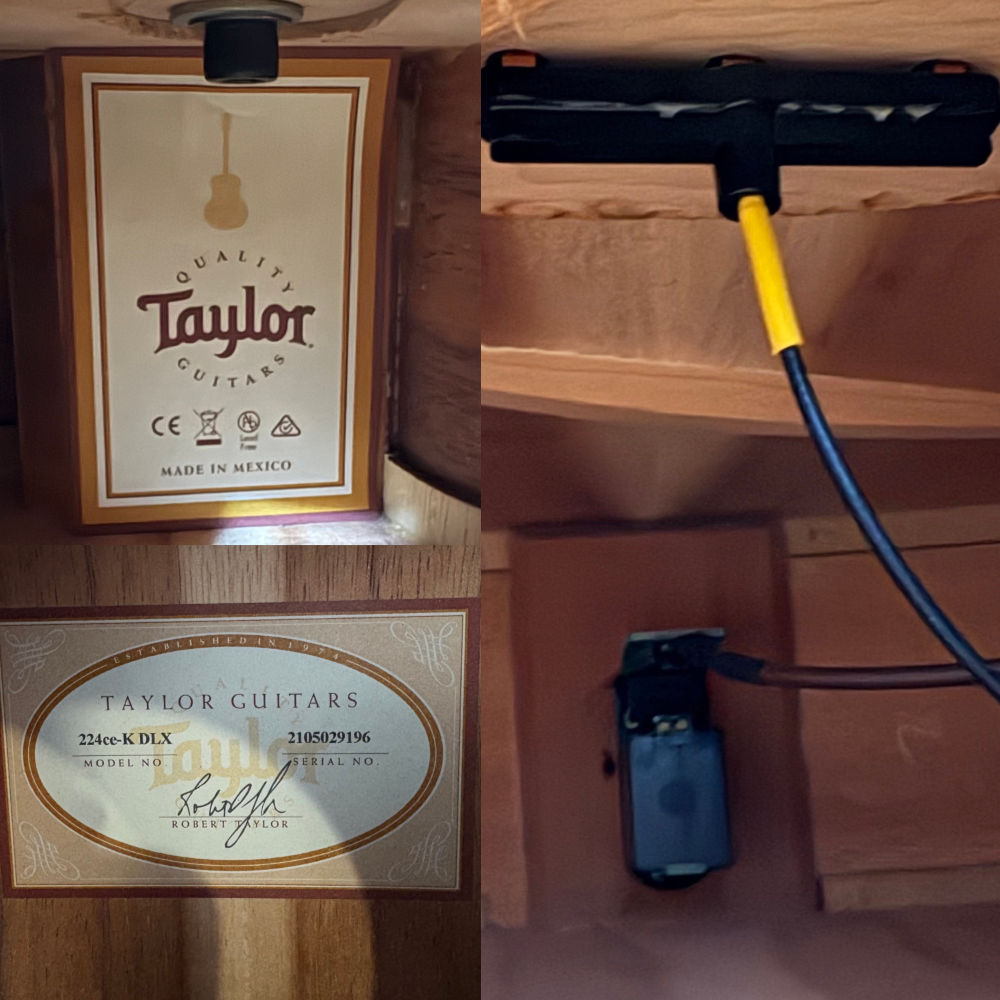 【中古】 アコースティックギター Taylor 224ce-K DLX 2019年製 オールハワイアンコア材使用 ES-2ピックアップシステム搭載 ラベル、ピックアップ