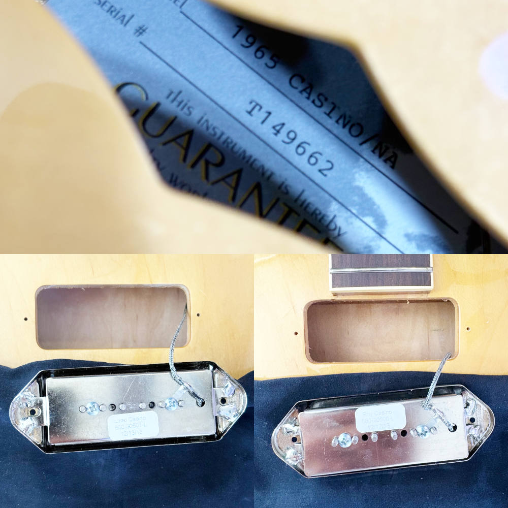 【中古】 エレキギター Epiphone Elitist 1965 Casino Natural 2014年製 エピフォン カジノ 日本製 MAE IN JAPAN 内部 