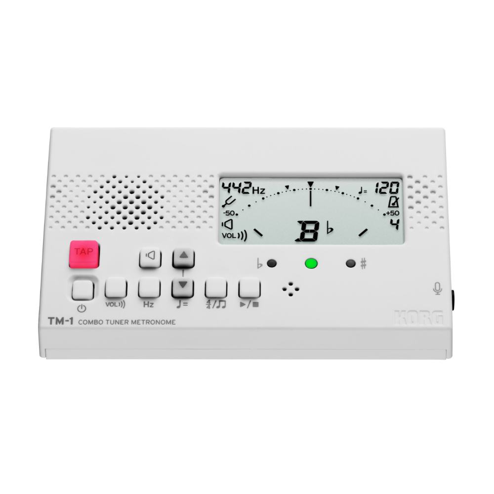 チューナーメトロノーム コルグ KORG TM-1 WH 吹奏楽 管楽器 弦楽器 ブラスバンド オーケストラ チューナー&メトロノーム トップ斜めアングル画像