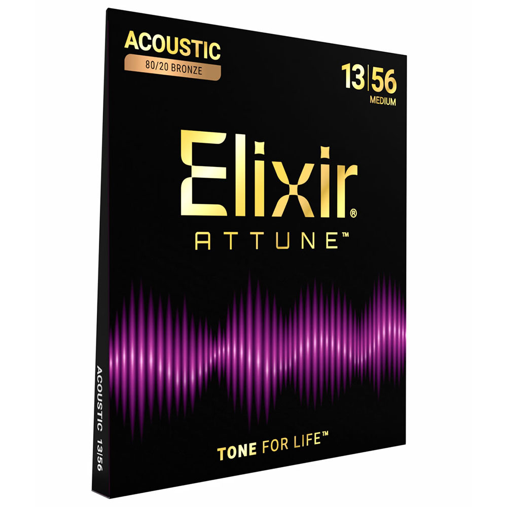 ELIXIR エリクサー 23102 ACOUSTIC ATTUNE 13-56 80/20 Bronze Medium アコースティックギター弦 全体