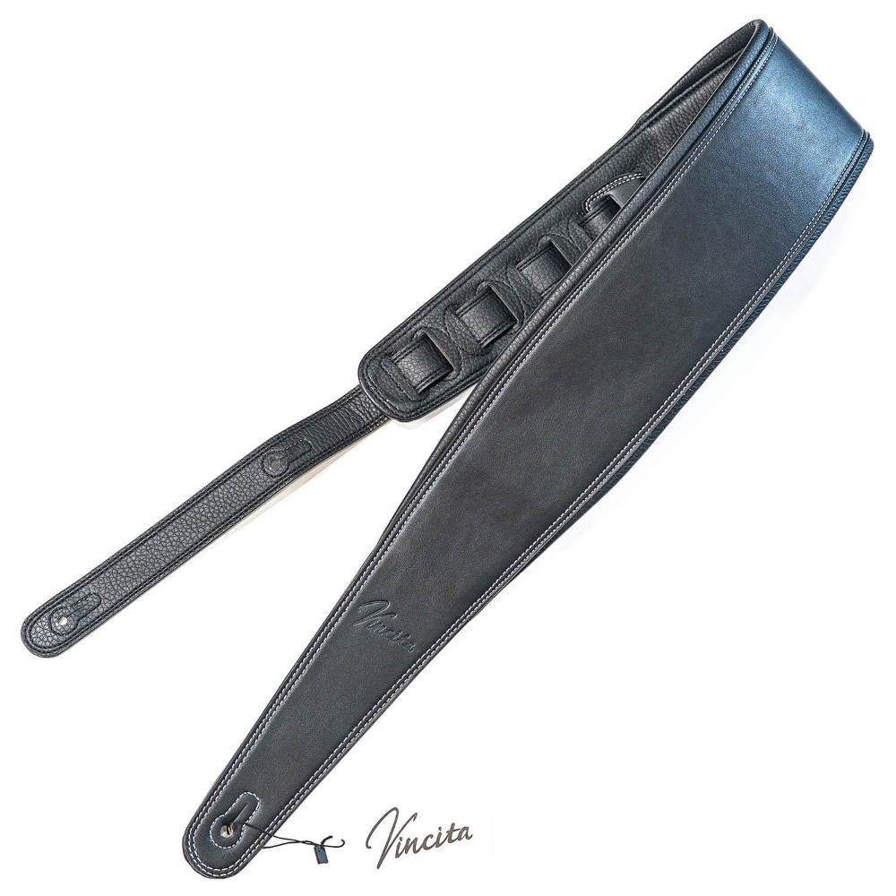 Vincita ヴィンシタ PELLE STRAP Black ギターストラップ ベースストラップ