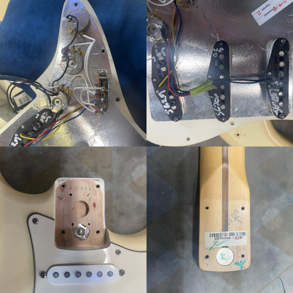 【中古】 エレキギター Fender American Standard Stratocaster Rosewood Fingerboard Olympic White 2008年製 フェンダー 内部