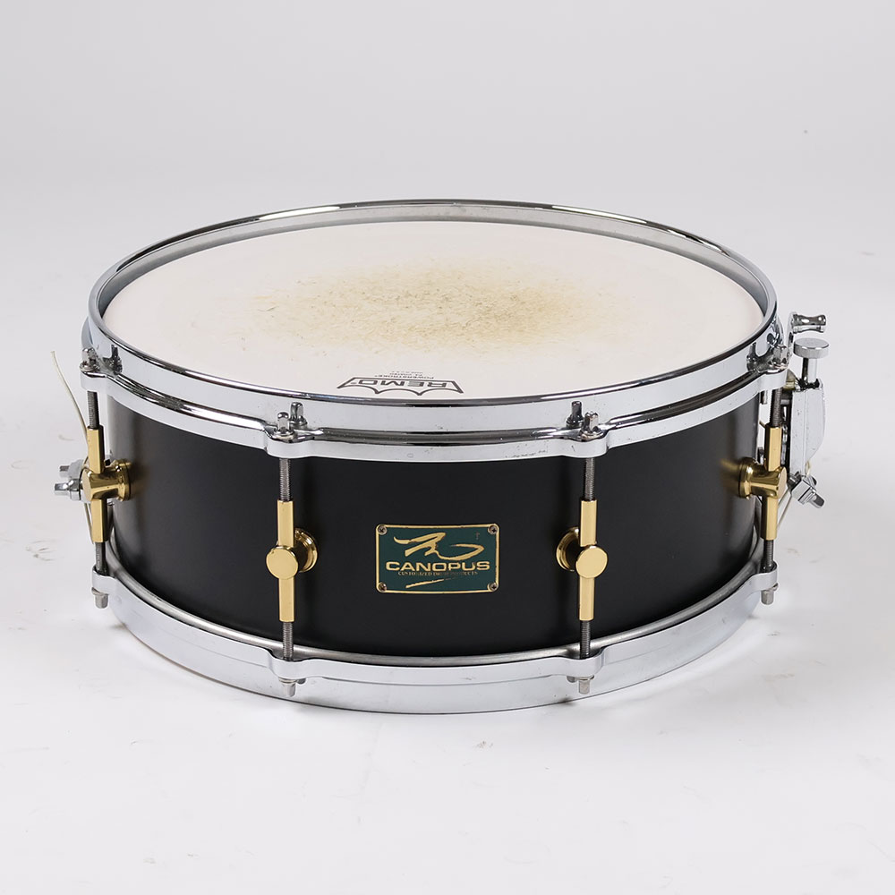 【中古】 スネアドラム カノウプス CANOPUS M-1455 Ebony LQ Mat The Maple Snare Drum 14x5.5 メイプルシェル