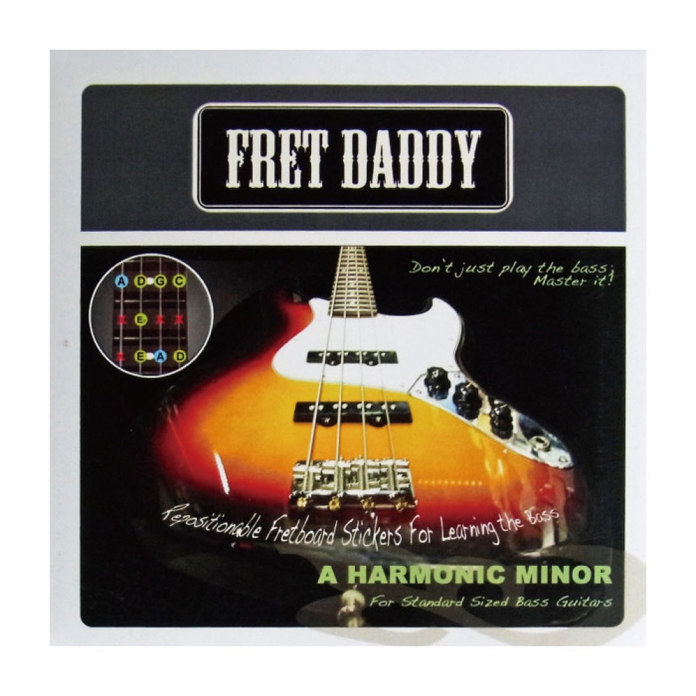 Fret Daddy スケール教則シール ハーモニックマイナースケール(Aスケール)ベース用
