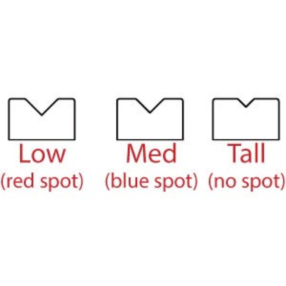 3種の溝の深さ(Low, Med, Tall)を各2個づつを組み合わせた6個入りセット