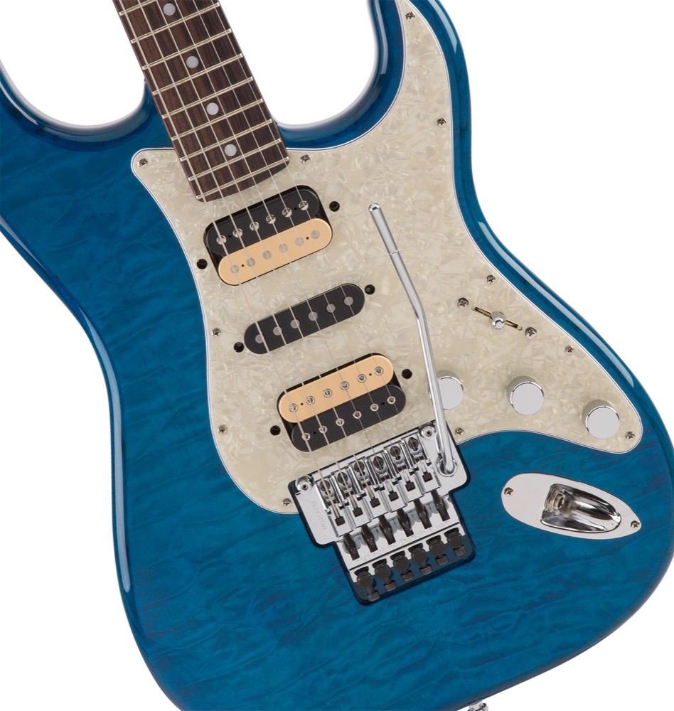 Fender Michiya Haruhata Stratocaster RW Caribbean Blue Trans 春畑道哉モデル ストラトキャスター ブルートランス ボディアップ