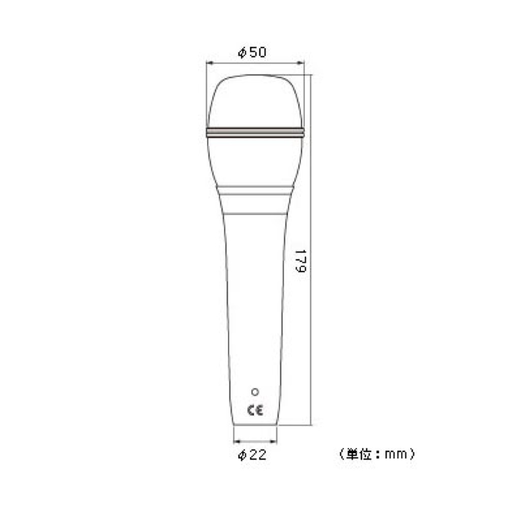 AUDIO-TECHNICA AT2010 オーディオテクニカ ハンドヘルド型コンデンサーマイク 外形寸法図