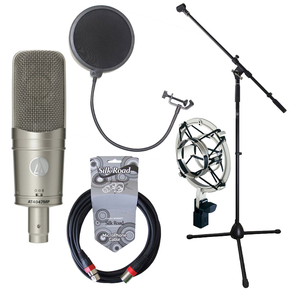 AUDIO-TECHNICA AT4047MP コンデンサーマイク マイクスタンド ケーブル ポップフィルター 4点セット