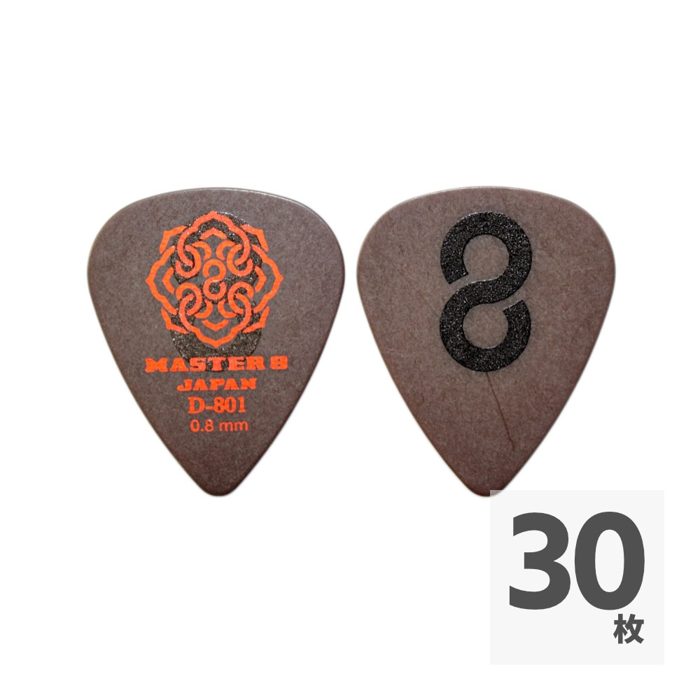 MASTER 8 JAPAN D801S-TD080 D-801 TEARDROP HARDGRIP 0.8mm ピック×30枚